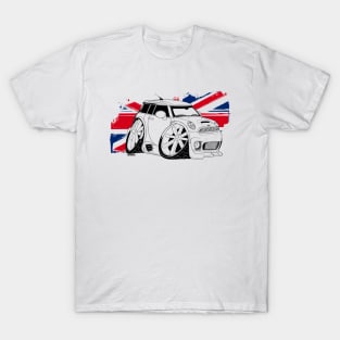 DigiRods Mini Cooper Outline British UK Flag Background Cartoon Car T-Shirt